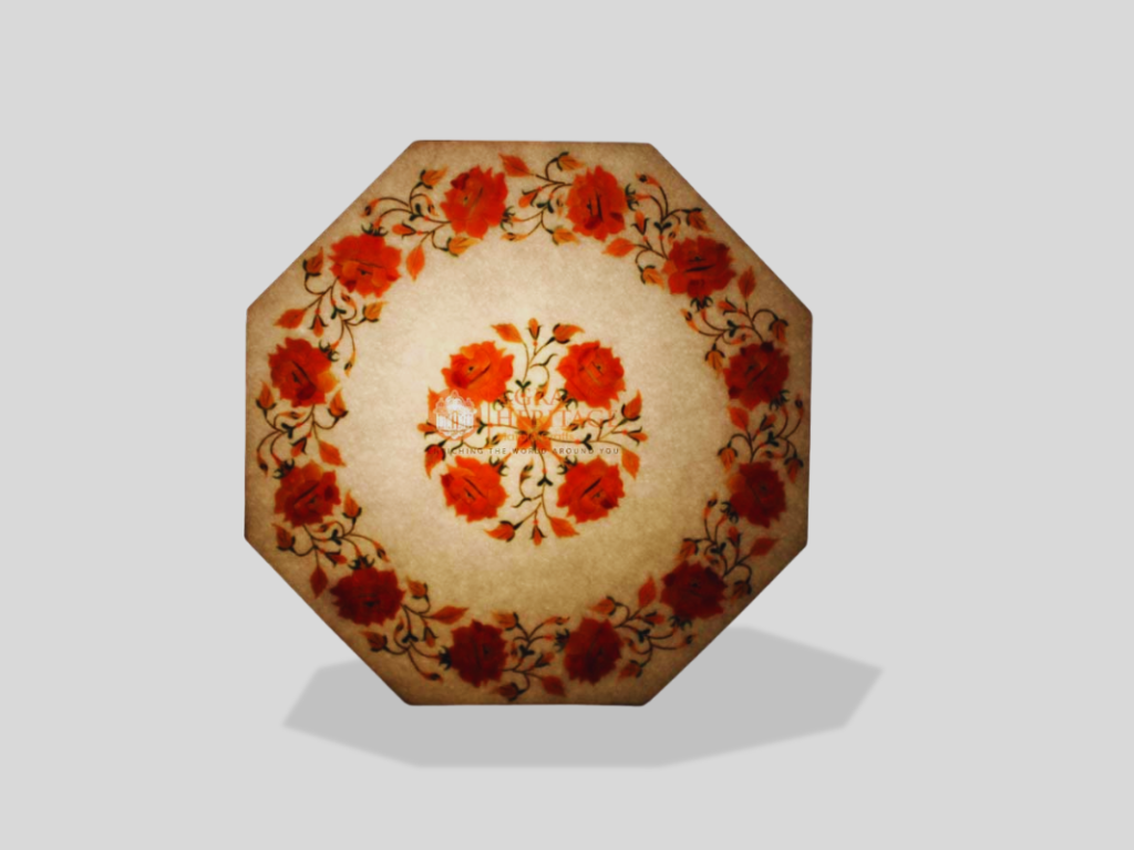 Marble Carnelian Floral Inlay Table Top